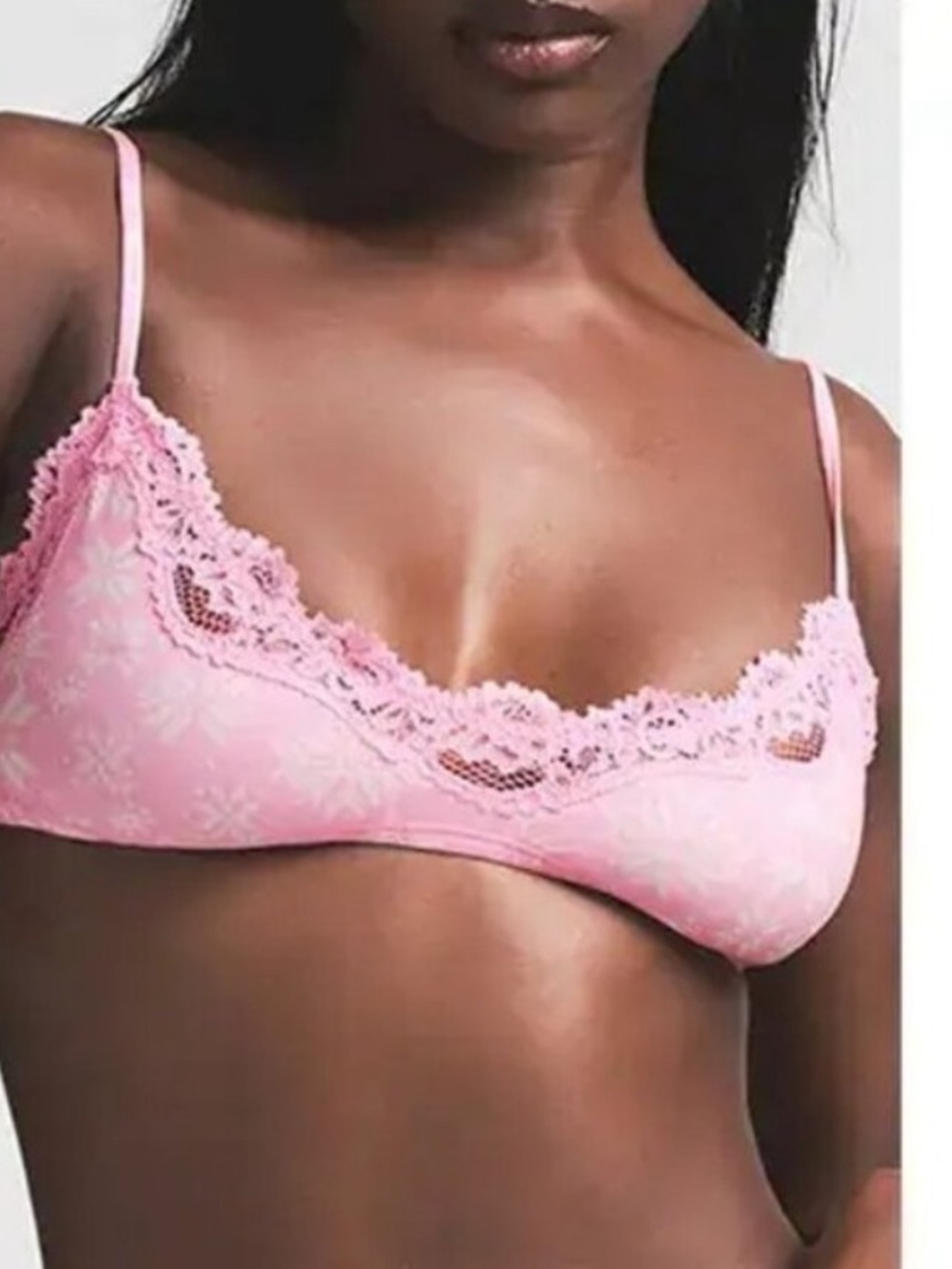 SKIMS Fits Everybody Lace Bralette - Snowflake Fair Isle
